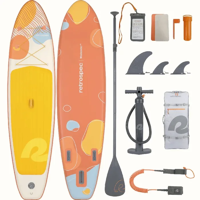 Retrospec Weekender Inflatable Stand Up Paddle Board 10‘6″ – Coral Foam