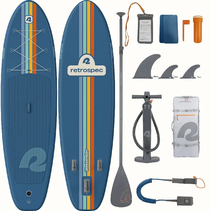 Retrospec Weekender Inflatable Stand Up Paddle Board 10‘6″ – Navy Zion