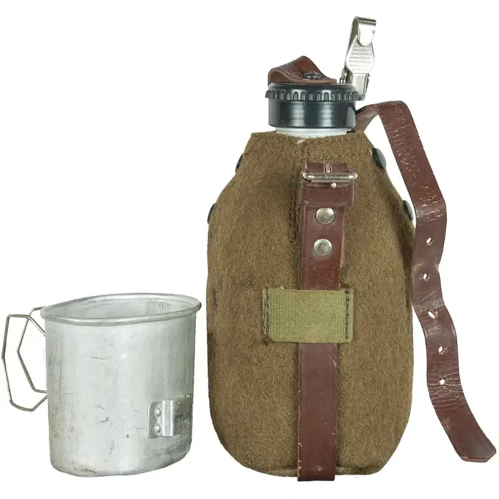 Romanian Military Aluminum Canteen with Cover and Cup