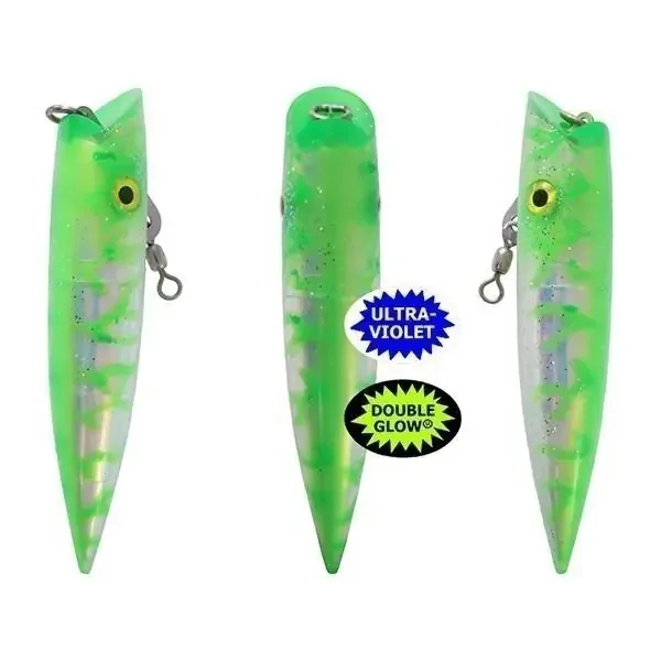 Silver Horde Ace Hi Rattle Plug – 5″ – Green Lightning