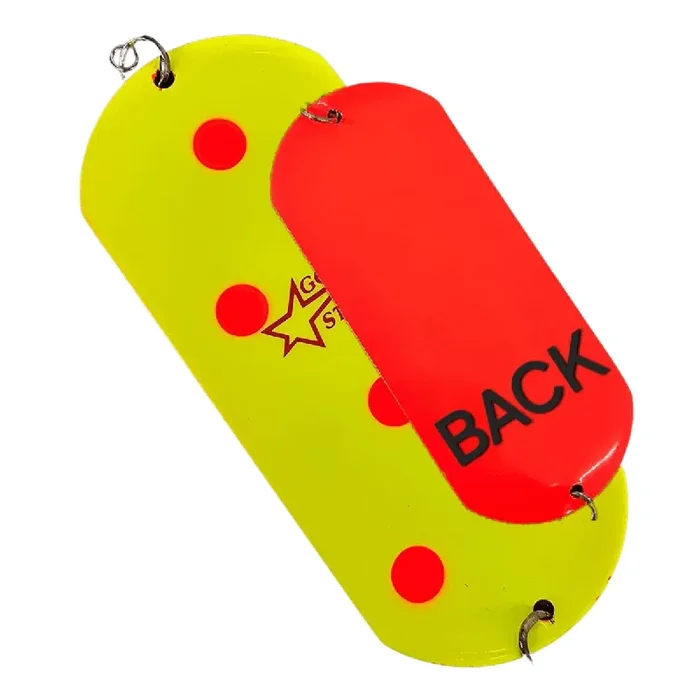 Silver Horde Gold Star Stubby Dodger – Chartreuse Fire Dots/Flame