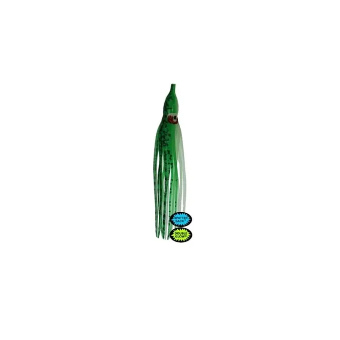 Silver Horde Squid – 3.5″ – Glow Green Splatter Squid