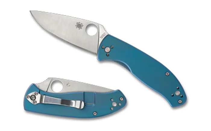 Spyderco – Spyderco Tenacious Ti 3.35″ Blue/slv – SPY