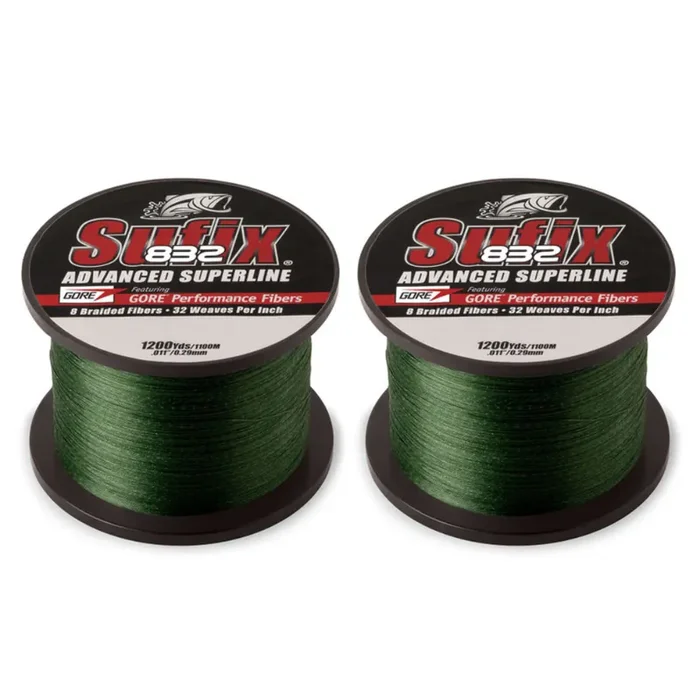 SUFIX 832 Braid 1200 Yards Lo Vis Green 65 – 2 PACK