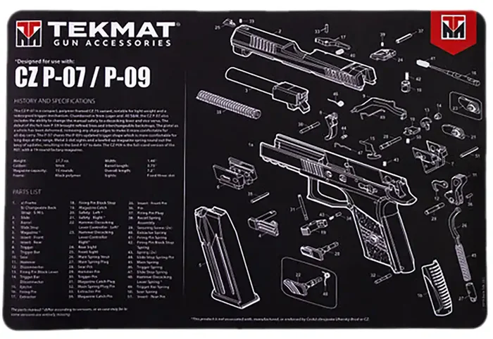 Tekmat Tekr17czp07 Cz P07p09 Cleaning Mat Blackwhite Rubber 11×17 Cz P07p09