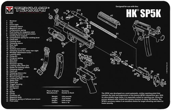 Tekmat Tekr17hksp5k Hk Sp5k Cleaning Mat Blackwhite Rubber 11×17 Hk Sp5k Parts Diagram
