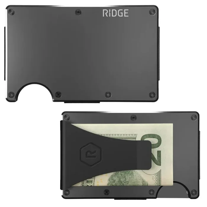 The Ridge Wallet – Money Clip – Aluminum Gunmetal