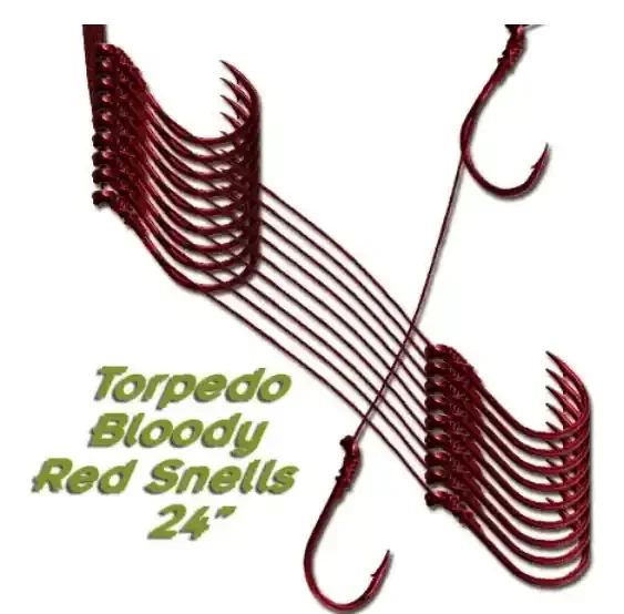 Torpedo Bloody Red Wire Snells – 24″ – 10 Pack