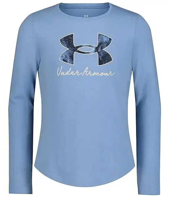 Under Armour Big Girls 7-16 Long Sleeve Shades Graphic Logo T-Shirt – Horizon Blue – XL