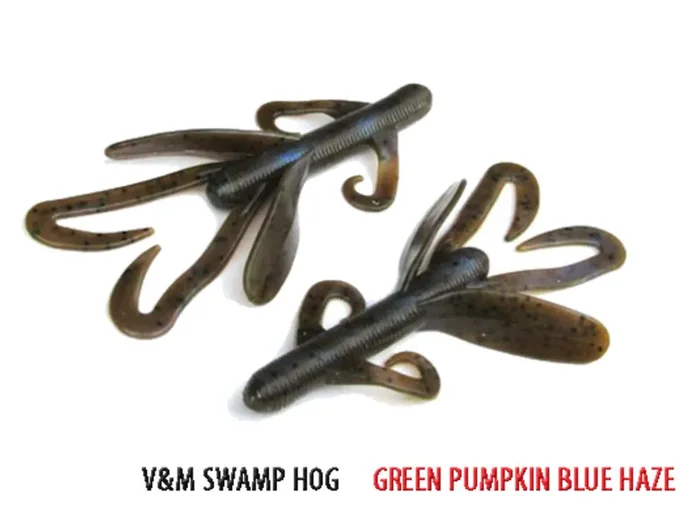 V&M Baits – Baby Swamp Hog – 3.5in 10pk Grn Pump/blue – BSWHGPBH10