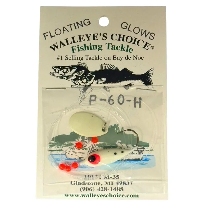 Walleye‘s Choice Walleye Spinner Rigs – Floating Crawler Harness – 2 Colorado Blade Series – Glow/Red Bead