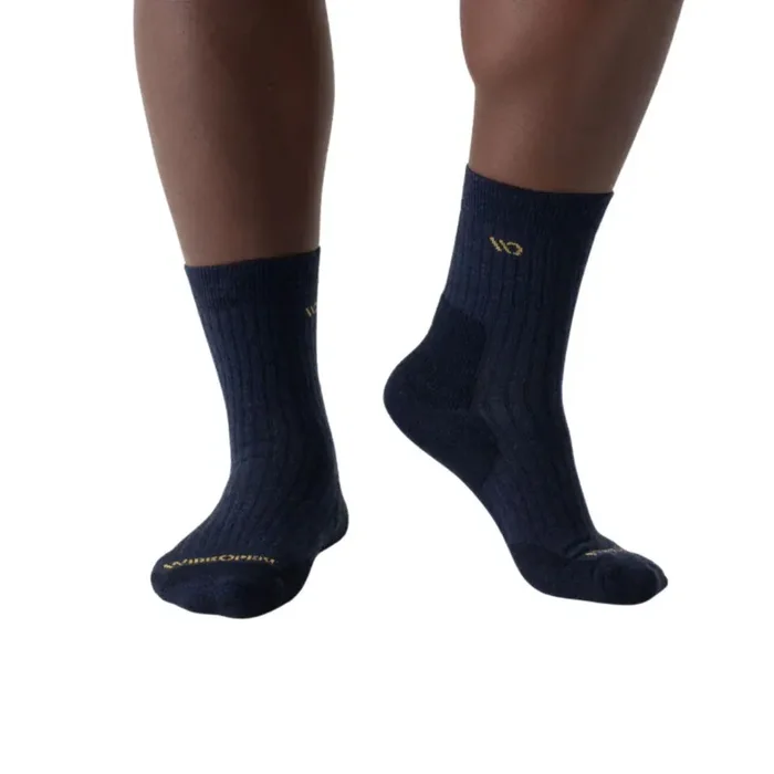 Wide Open Socks Men‘s Solid Cushioned Micro Crew Socks – Denim – XL