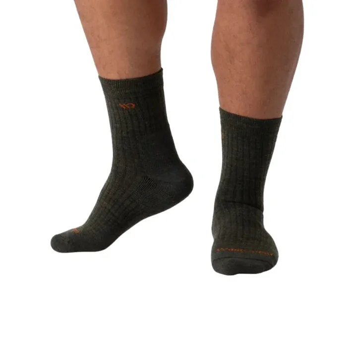 Wide Open Socks Men‘s Solid Cushioned Micro Crew Socks – Forest – XL
