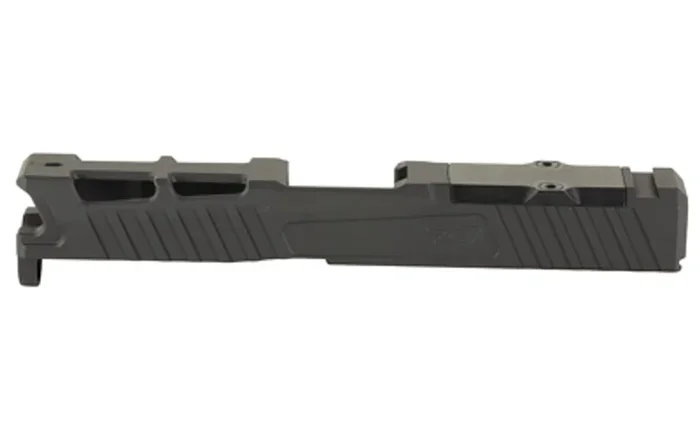 Zaffiri Precision ZPS.4 Optics Ready Stripped Slide RMR Footprint Lightening Cuts Cerakote Finish Armor Black For Glock 19 Gen 5 Includes Black Anodized Optics Plate Cover and Screws ZPS.4.19.G5.BLK